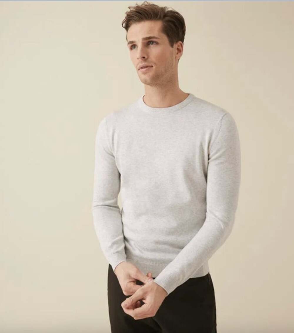 REISS Maurice Crew Neck Jumper Sweater Size L NEW Light Cream Gray $145